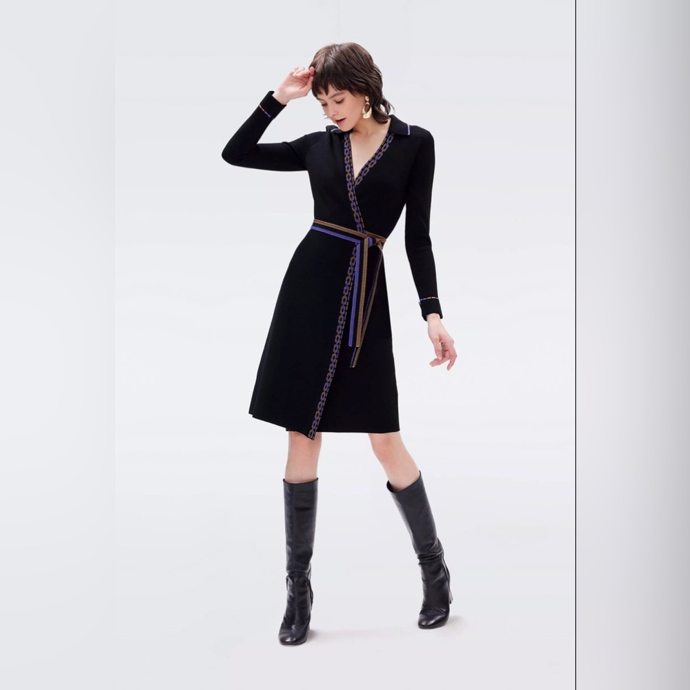 NWT $498 Diane von Furstenberg Charissa Sweater Wrap Dress